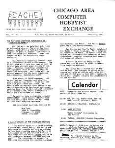 CACHE Newsletter (February 1981)[Hank Chiuppi](SIG Bally)[Incomplete]
